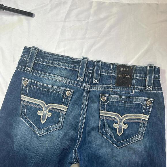 Rock Revival Robert straight navy blue jeans.
